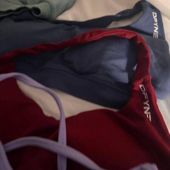 DFYNE Medium Activewear Bundle Halter Strappy Lot of 7 Red Blue Sports Bras - Picture 4 of 8